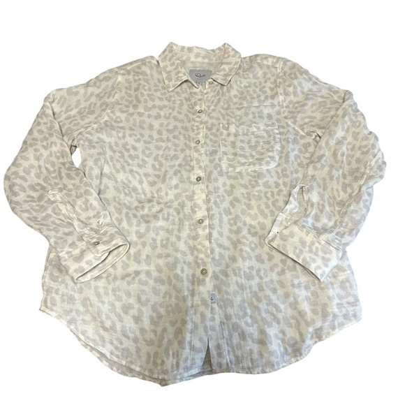 Rails Gray Ellis Jaguar Print Long Sleeve Cotton Lightweight Blouse Size M - Picture 4 of 8